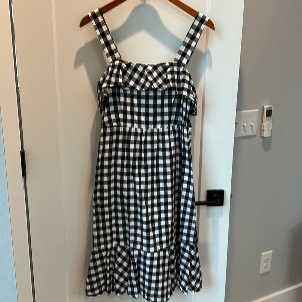 J.Crew Black & White Gingham Plaid Cotton Midi Sleeveless Sundress - 8